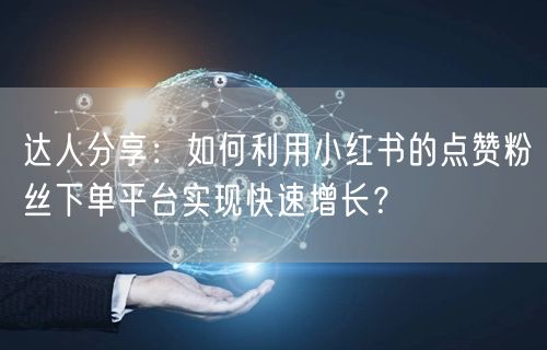达人分享：如何利用小红书的点赞粉丝下单平台实现快速增长？