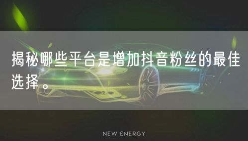揭秘哪些平台是增加抖音粉丝的最佳选择。