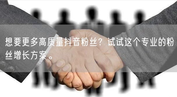想要更多高质量抖音粉丝?试试这个专业的粉丝增长方案。