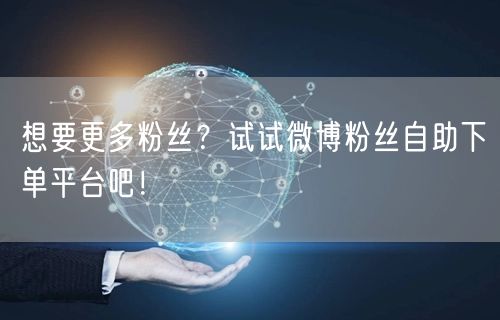 想要更多粉丝?试试微博粉丝自助下单平台吧!