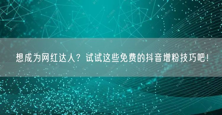 想成为网红达人?试试这些免费的抖音增粉技巧吧!