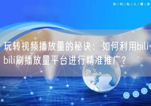 玩转视频播放量的秘诀：如何利用bilibili刷播放量平台进行精准推广？