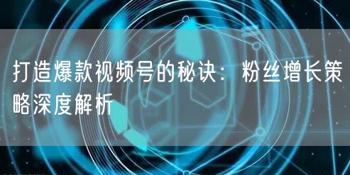 打造爆款视频号的秘诀：粉丝增长策略深度解析