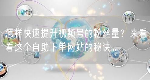 怎样快速提升视频号的粉丝量？来看看这个自助下单网站的秘诀。