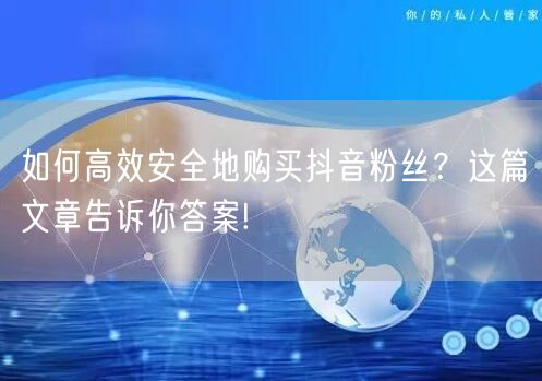 如何高效安全地购买抖音粉丝？这篇文章告诉你答案!