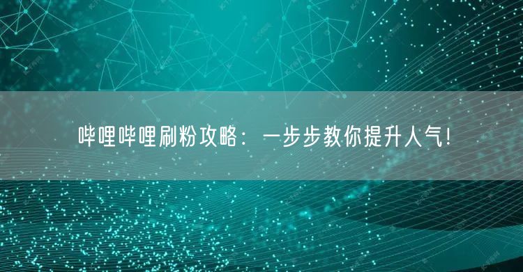 哔哩哔哩刷粉攻略：一步步教你提升人气！