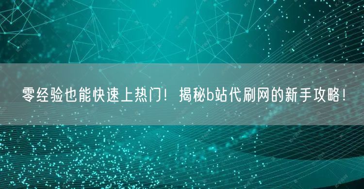 零经验也能快速上热门！揭秘b站代刷网的新手攻略！