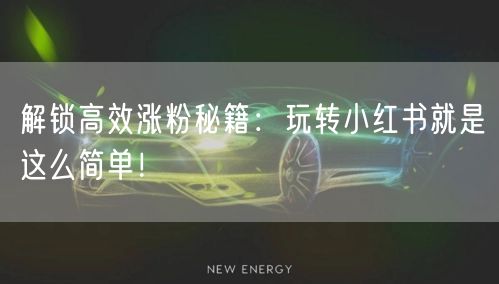 解锁高效涨粉秘籍:玩转小红书就是这么简单!