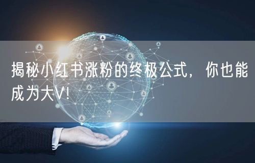 揭秘小红书涨粉的终极公式，你也能成为大V！