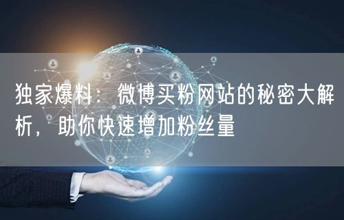 独家爆料:微博买粉网站的秘密大解析,助你快速增加粉丝量