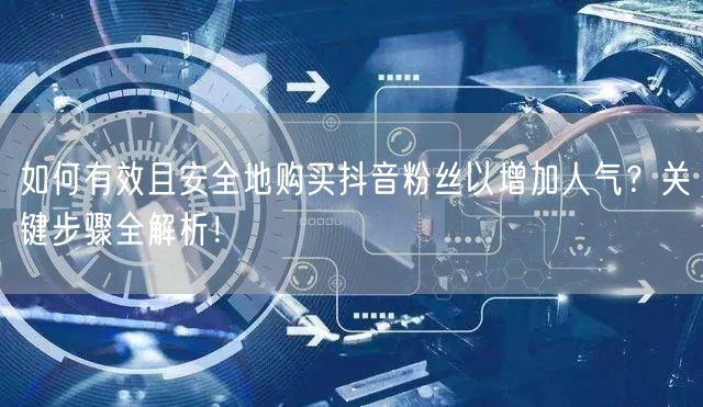 如何有效且安全地购买抖音粉丝以增加人气？关键步骤全解析！