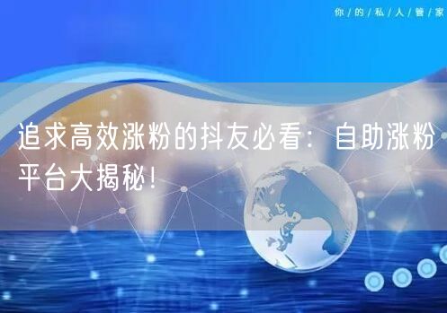 追求高效涨粉的抖友必看：自助涨粉平台大揭秘！