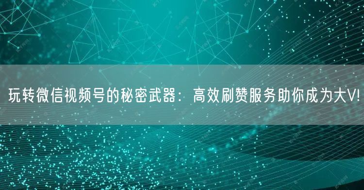 玩转微信视频号的秘密武器:高效刷赞服务助你成为大V!