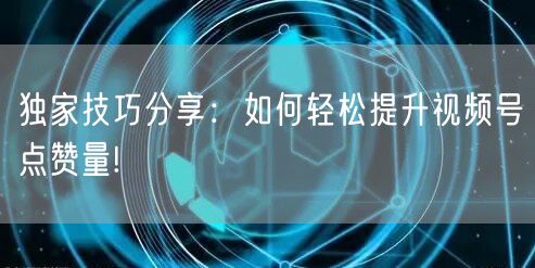 独家技巧分享：如何轻松提升视频号点赞量!