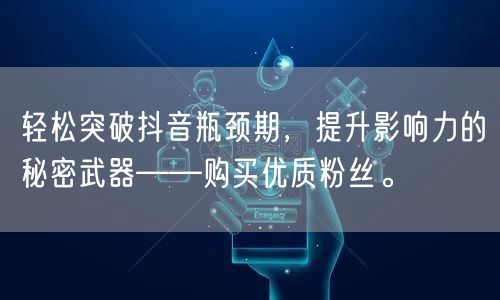 轻松突破抖音瓶颈期,提升影响力的秘密武器——购买优质粉丝。