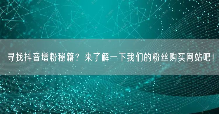 寻找抖音增粉秘籍？来了解一下我们的粉丝购买网站吧！