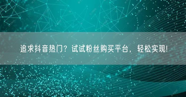 追求抖音热门？试试粉丝购买平台，轻松实现!