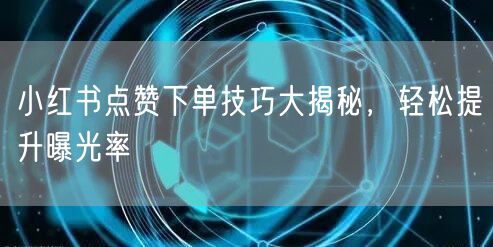 小红书点赞下单技巧大揭秘，轻松提升曝光率