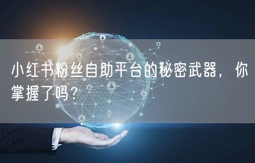 小红书粉丝自助平台的秘密武器，你掌握了吗？
