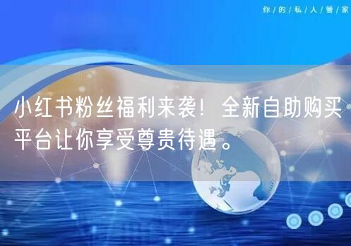 小红书粉丝福利来袭!全新自助购买平台让你享受尊贵待遇。