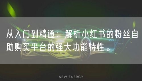 从入门到精通:解析小红书的粉丝自助购买平台的强大功能特性。