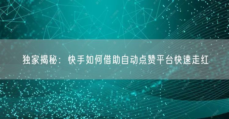 独家揭秘：快手如何借助自动点赞平台快速走红