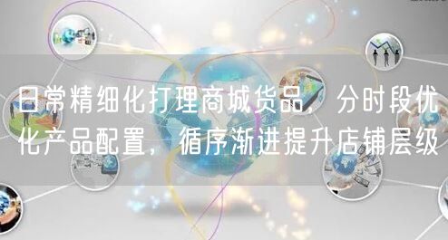 日常精细化打理商城货品，分时段优化产品配置，循序渐进提升店铺层级