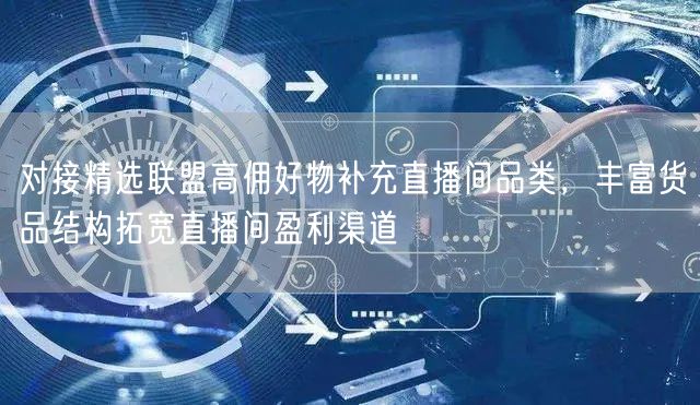对接精选联盟高佣好物补充直播间品类，丰富货品结构拓宽直播间盈利渠道