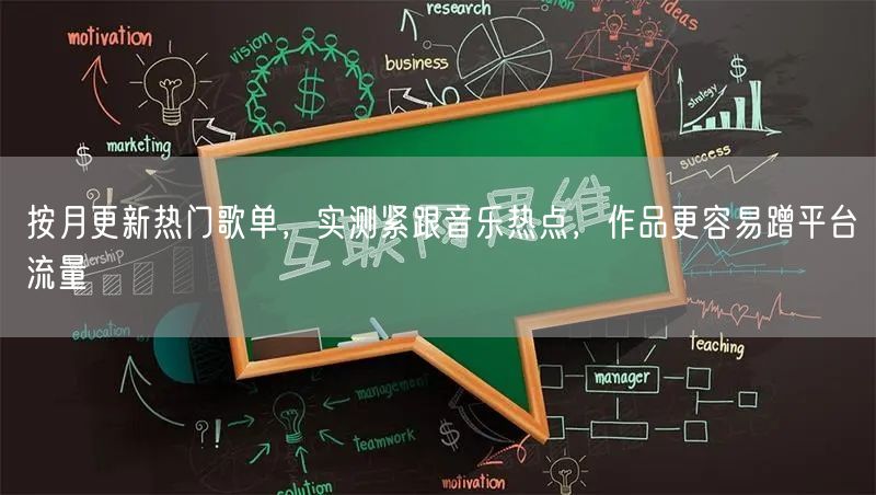 按月更新热门歌单,实测紧跟音乐热点,作品更容易蹭平台流量