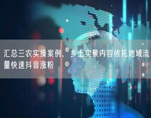 汇总三农实操案例,乡土实景内容依托地域流量快速抖音涨粉