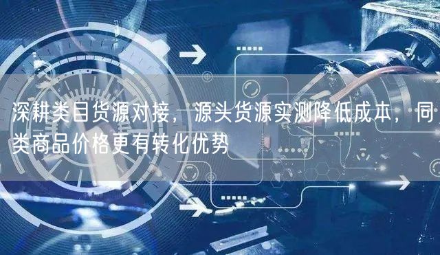 深耕类目货源对接，源头货源实测降低成本，同类商品价格更有转化优势