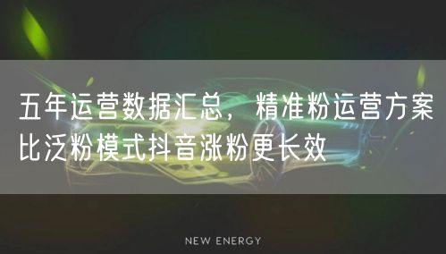 五年运营数据汇总，精准粉运营方案比泛粉模式抖音涨粉更长效