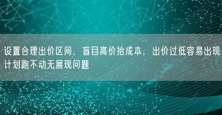 设置合理出价区间，盲目高价抬成本，出价过低容易出现计划跑不动无展现问题