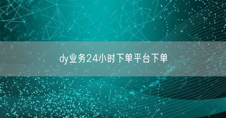 dy业务24小时下单平台下单