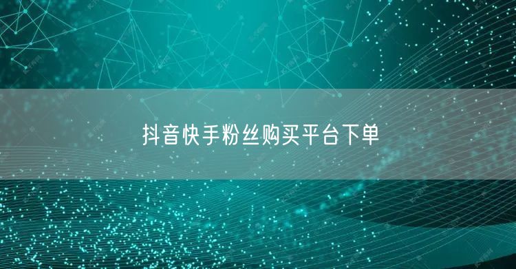 抖音快手粉丝购买平台下单